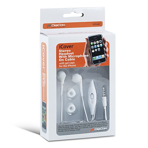 Digicom IC-204 WHITE Stereo Headset for iPhone